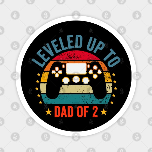 leveled up to dad of 2 video gamers funny gaming Dad of 2 Magnet by Beyond Shirts